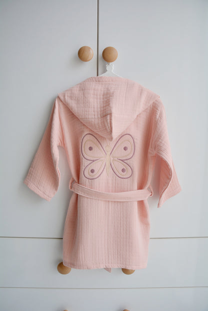 KELEBEK NAKIŞLI KIZ ÇOCUK BORNOZ