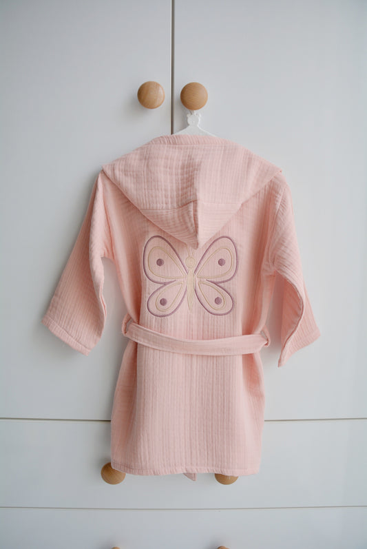 KELEBEK NAKIŞLI KIZ ÇOCUK BORNOZ