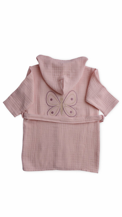 KELEBEK NAKIŞLI KIZ ÇOCUK BORNOZ